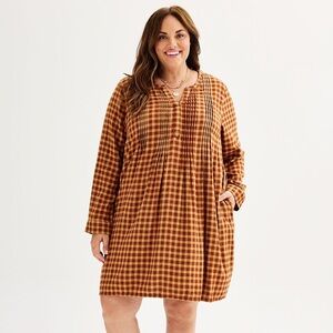 Sonoma Long Sleeve Pintuck Dress